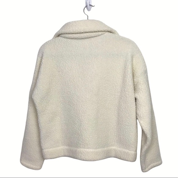 J Crew Ivory Crop Half Zip Polartec Fleece Pullover Sweater - Picture 2 of 10
